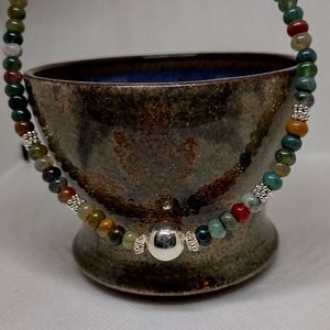 Fancy Jasper & Sterling Necklace